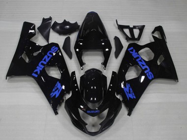 Suzuki GSXR 750 Motorrad Verkleidung 2004-2005 - Glanzendes Schwarz Blau Aufkleber