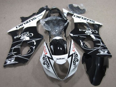 Suzuki GSXR 1000 Motorrad Verkleidung 2003-2004 - Weiss Glanzendes Schwarz Corona Extra Motul