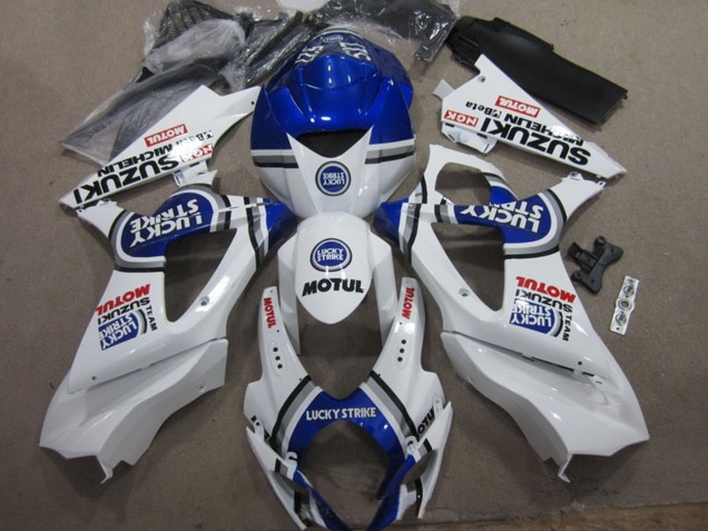 Suzuki GSXR 1000 Motorrad Verkleidung 2007-2008 - Weiss Blau Lucky Strike Rot Motul