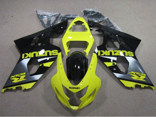 Suzuki GSXR 600 Motorrad Verkleidung 2004-2005 - Gelb Silber Glanzendes Schwarz