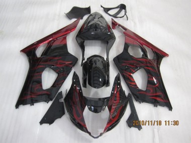 Suzuki GSXR 1000 K3 2003-2004 Verkleidungen - Schwarz rote Flamme