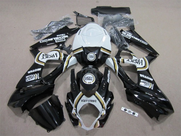 Suzuki GSXR 1000 K7 2007-2008 Verkleidungen - Schwarz Lucky Strike Weiß Motul
