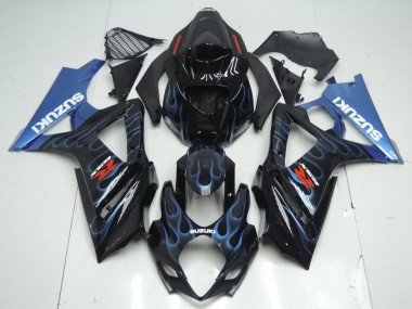 Suzuki GSXR 1000 K7 2007-2008 Verkleidungen - Schwarze Blau Flamme