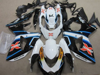 Suzuki GSXR 1000 K9 2009-2016 Verkleidungen - Weiß Blau Brux Dunkel Hund