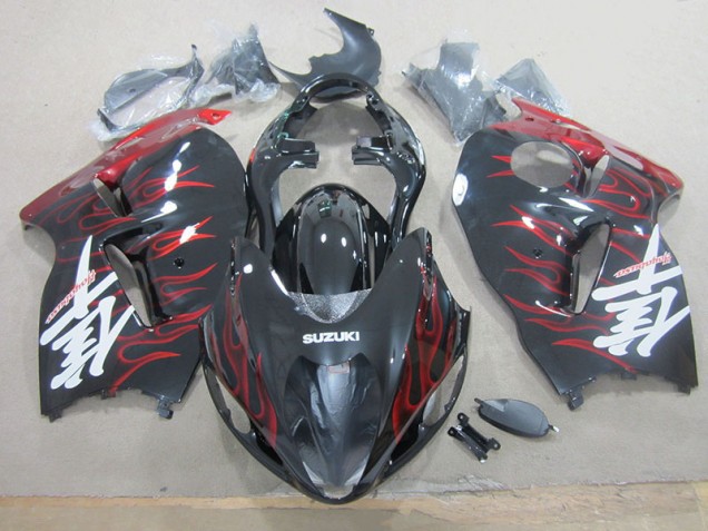 Suzuki GSXR 1300 Hayabusa 1996-2007 Vollverkleidung - Schwarz rote Flamme