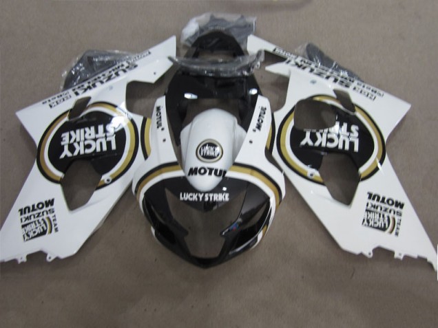 Suzuki GSXR 600 K4 2004-2005 Verkleidungen - Schwarz Weiß Lucky Strike Motul