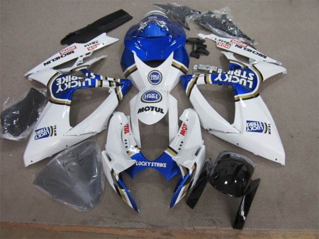 Suzuki GSXR 600 K6 2006-2007 Verkleidungen - Weiß Blau Lucky Strike Motul