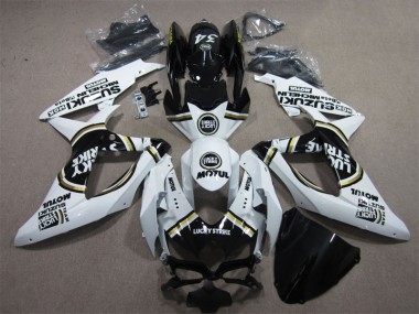 Suzuki GSXR 600 K8 2008-2010 Verkleidungen - Weiß Lucky Strike Schwarz Motul