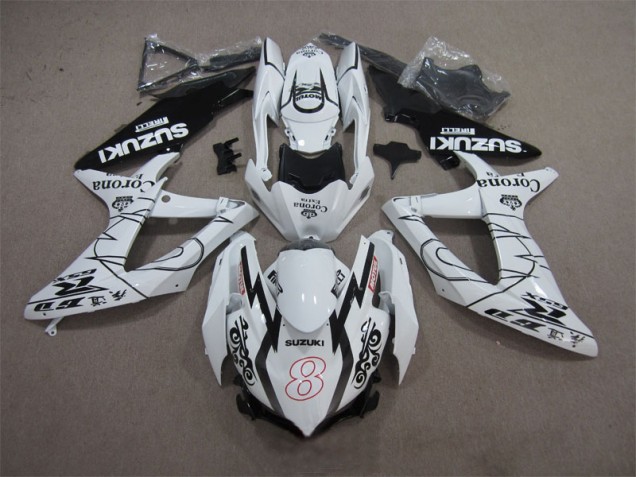 Suzuki GSXR 600 K8 2008-2010 Verkleidungen - Weiß Schwarz Corona Extra Motul 8
