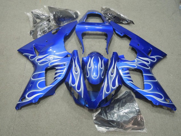Yamaha R1 2000-2001 Verkleidungen - Blau Weiße Flamme