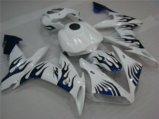 Yamaha R1 2004-2006 Verkleidungen - Weiß Blau Flamme