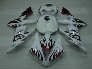 Yamaha R1 2004-2006 Verkleidungen - Weiß Rot Flamme