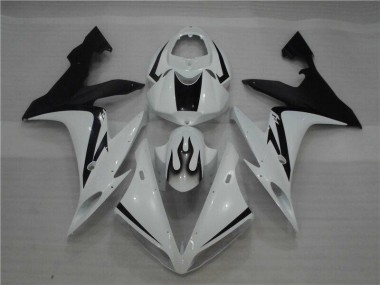 Yamaha R1 2004-2006 Verkleidungen - Weiß Schwarz Flamme