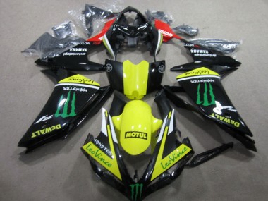 Yamaha R1 2007-2008 Verkleidungen - Schwarz Gelb Motul Leovince
