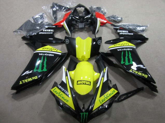 Yamaha R1 2007-2008 Verkleidungen - Schwarz Gelb Motul Leovince