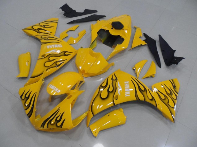 Yamaha R1 2009-2011 Verkleidungen - Gelb Schwarz Flamme