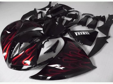 Yamaha R1 2009-2011 Verkleidungen - Rote Schwarz Flamme