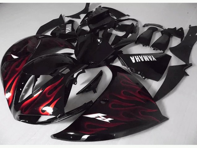 Yamaha R1 2009-2011 Verkleidungen - Rote Schwarz Flamme