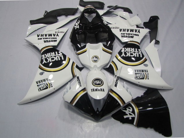 Yamaha R1 2009-2011 Verkleidungen - Schwarz Weißes Lucky Strike