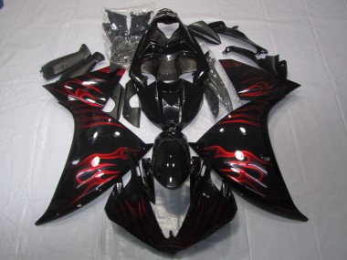 Yamaha R1 2009-2011 Verkleidungen - Schwarz rote Flamme