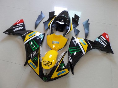Yamaha R1 2012-2014 Verkleidung - Gelb Schwarz Monster