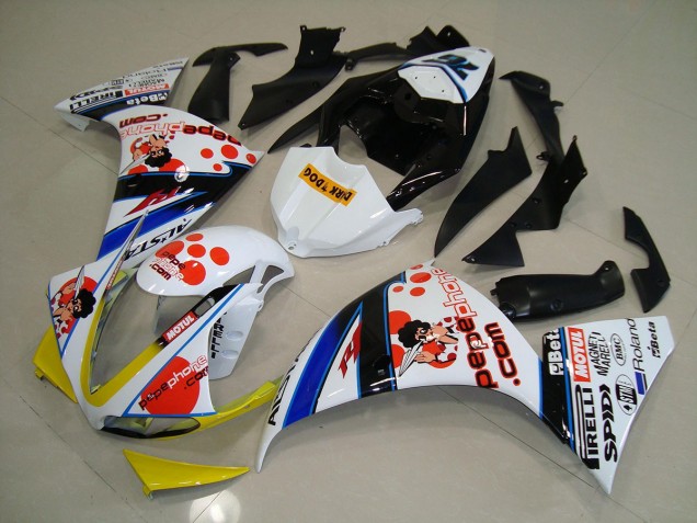 Yamaha R1 2012-2014 Verkleidungen - Weiß Schwarz Pepe Phone