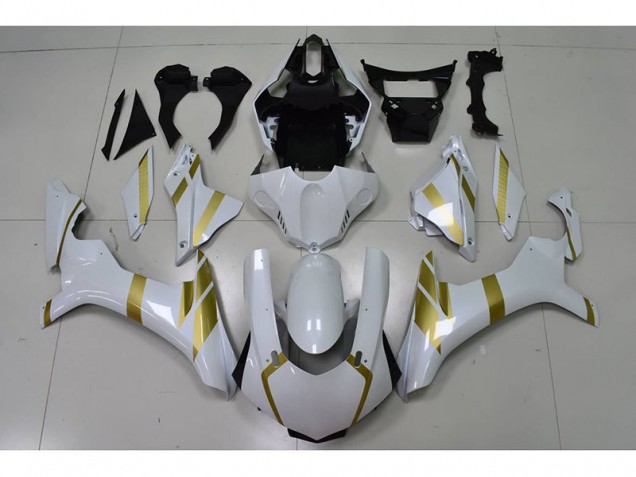 Yamaha R1 2015-2019 Verkleidungen - Weiß mit Gold Aufkleber