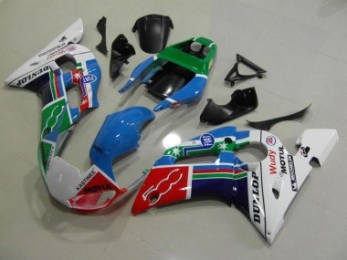 Yamaha R6 1998-2002 Verkleidungen - Blau Weiß Grün Rot Wudy Motul Dunlop