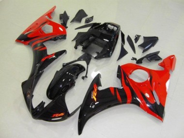 Yamaha R6 2003-2005 Verkleidung - Schwarz rote Flamme