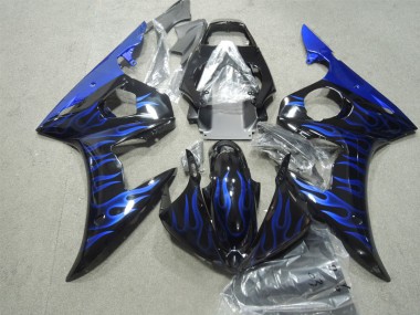 Yamaha R6 2003-2005 Verkleidung - Schwarze Blau Flamme