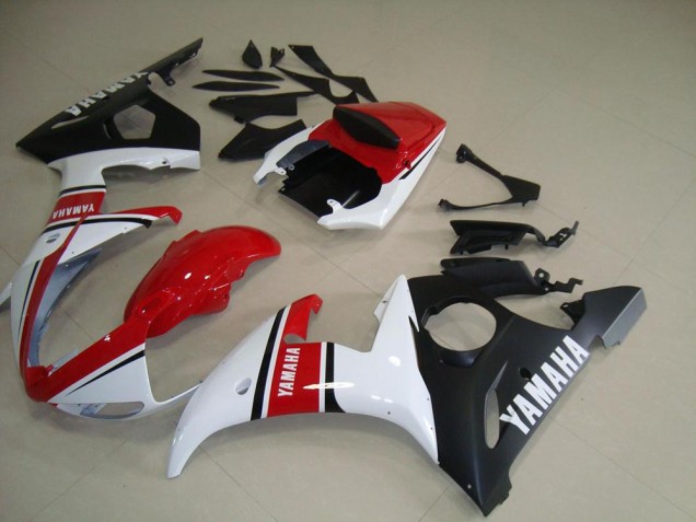 Yamaha R6 2003-2005 Verkleidungen - Rot Weiß Matt Schwarz