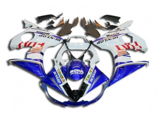 Yamaha R6 2003-2005 Verkleidungen - Weiß Blau Fiat Motul Dunlop