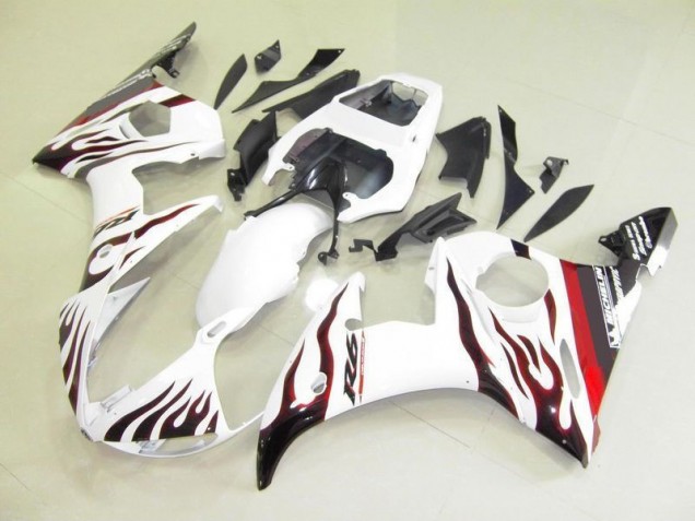 Yamaha R6 2003-2005 Verkleidungen - Weiß Und Flamme