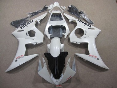 Yamaha R6 2003-2005 Verkleidungen - Weiß mit Schwarz Aufkleber