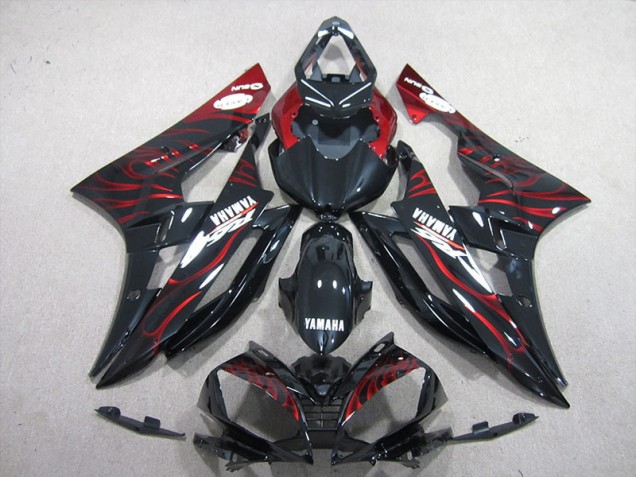 Yamaha R6 2006-2007 Verkleidung - Schwarz rote Flamme