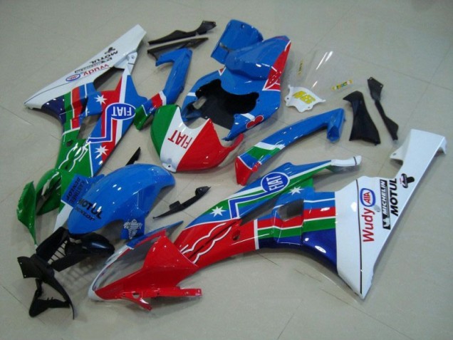 Yamaha R6 2006-2007 Verkleidungen - Blau Rot Weiß Grün