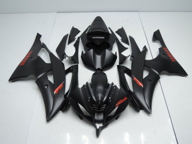 Yamaha R6 2008-2016 Verkleidungen - Matt Schwarze und rote Aufkleber