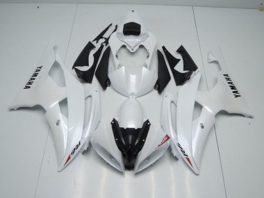 Yamaha R6 2008-2016 Verkleidungen - Perl Weiß und Roter Aufkleber