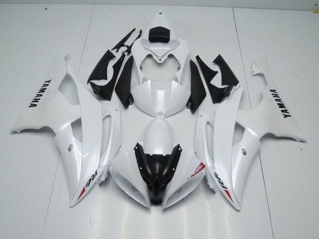Yamaha R6 2008-2016 Verkleidungen - Perl Weiß und Roter Aufkleber